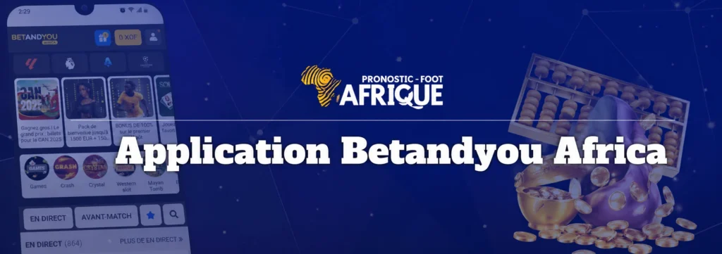 image avec une illustration l'application Betandyou Africa et l'image de l'Afrique.